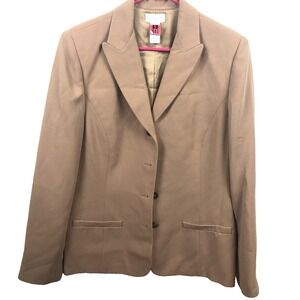 Vintage Liz Claiborne Blazer Sz 14 Beige Single Breasted Business Professional